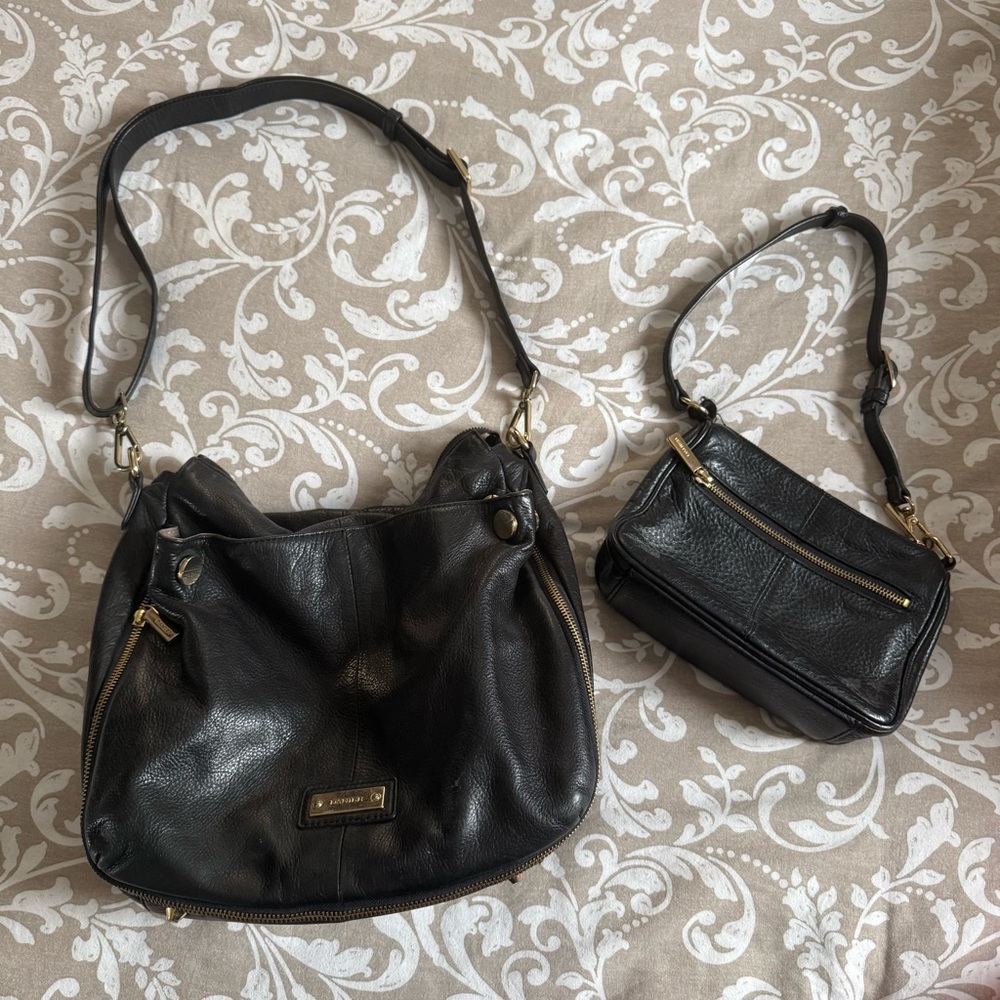 Danier Black Leather Shoulder Bags Duo